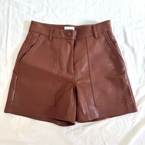 Aritzia Wilfred Nocturne Cognac Faux Leather Shorts - US 0/XS